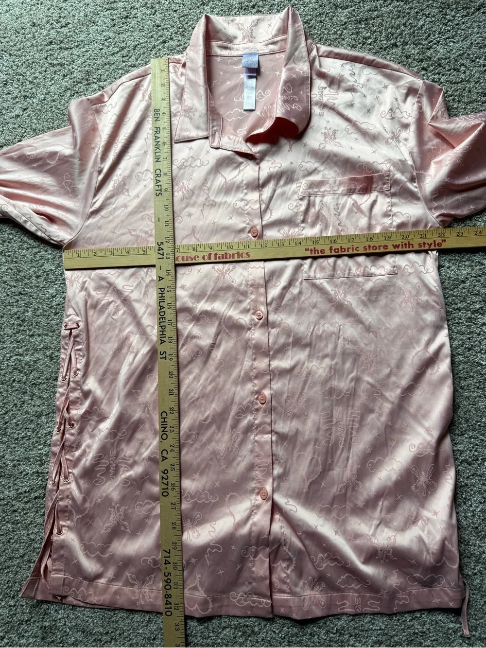 Savage X Fenty Heavenly Satin Sleep Shirt - Pink Floral Jacquard Pajama Top XL